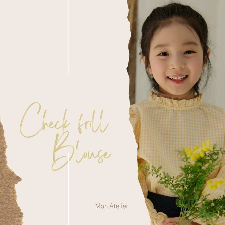 Mon Atelier - Korean Children Fashion - #prettylittlegirls - Check Frill Blouse - 2