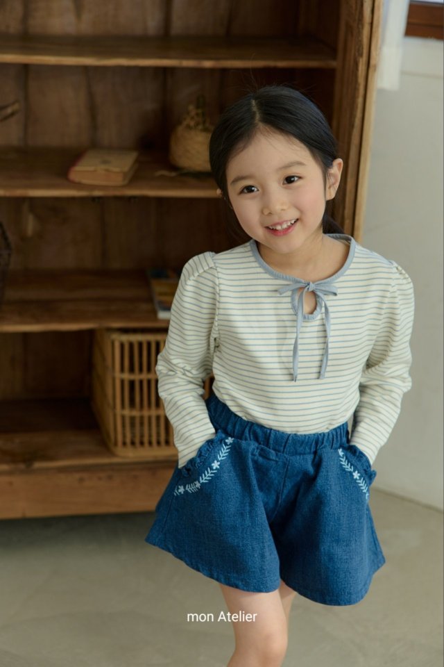 Culotte Denim Pants by Mon Atelier for Child - view 6