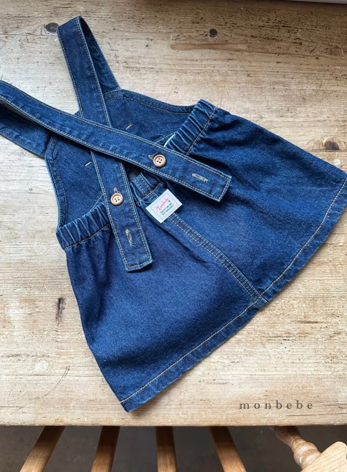 Monbebe - Korean Baby Fashion - #babyclothing - Bongbong Denim Overall Skirt - 4