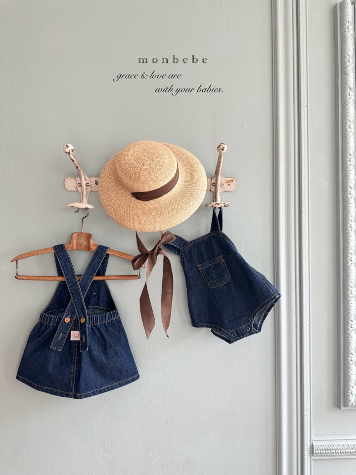 Monbebe - Korean Baby Fashion - #babyfever - Bongbong Denim Overall Skirt - 5