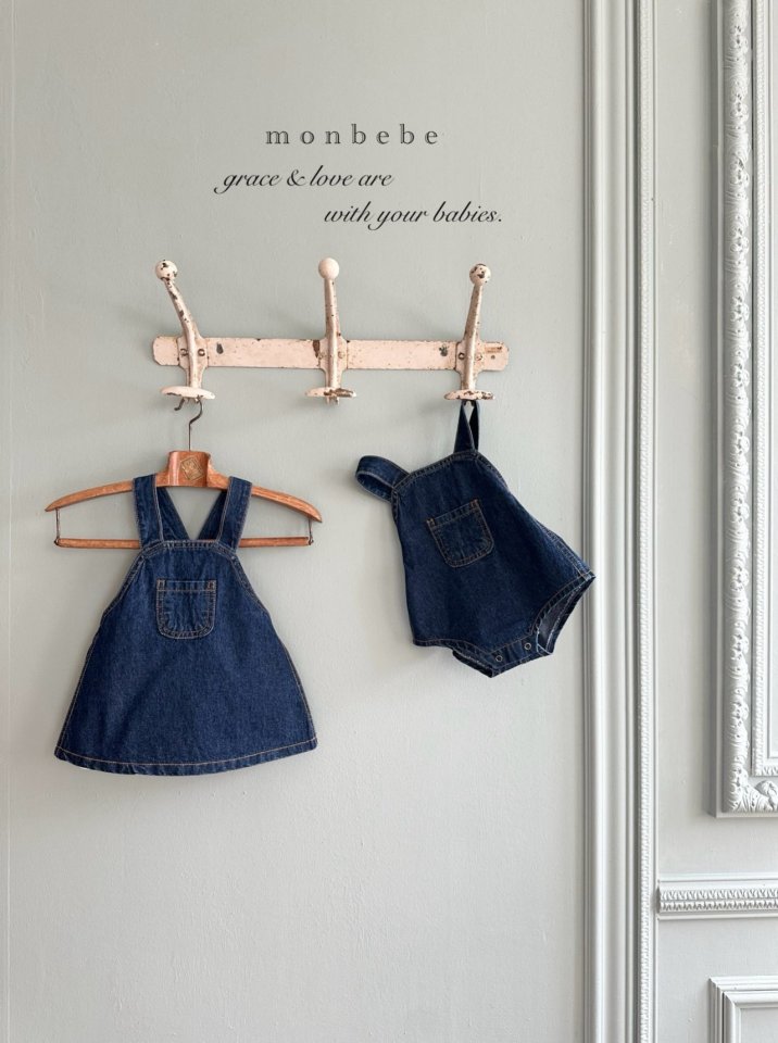 Monbebe - Korean Baby Fashion - #babygirlfashion - Bongbong Denim Overall Pants - 5