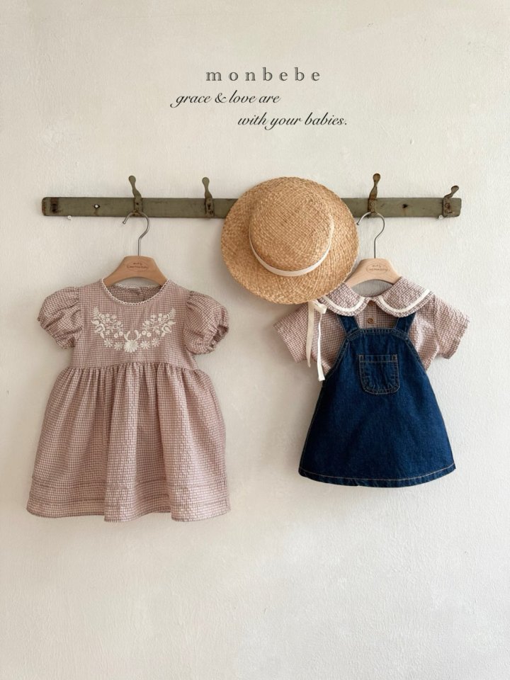 Monbebe - Korean Baby Fashion - #babylifestyle - Bongbong Denim Overall Skirt - 7