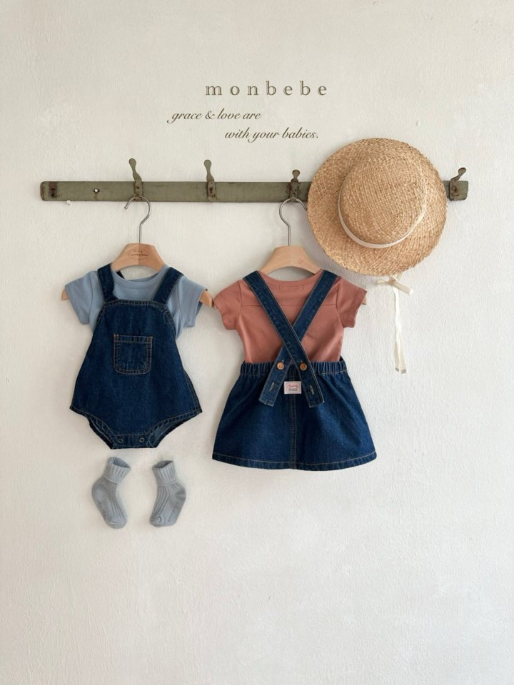 Monbebe - Korean Baby Fashion - #babyoutfit - Bongbong Denim Overall Skirt - 10
