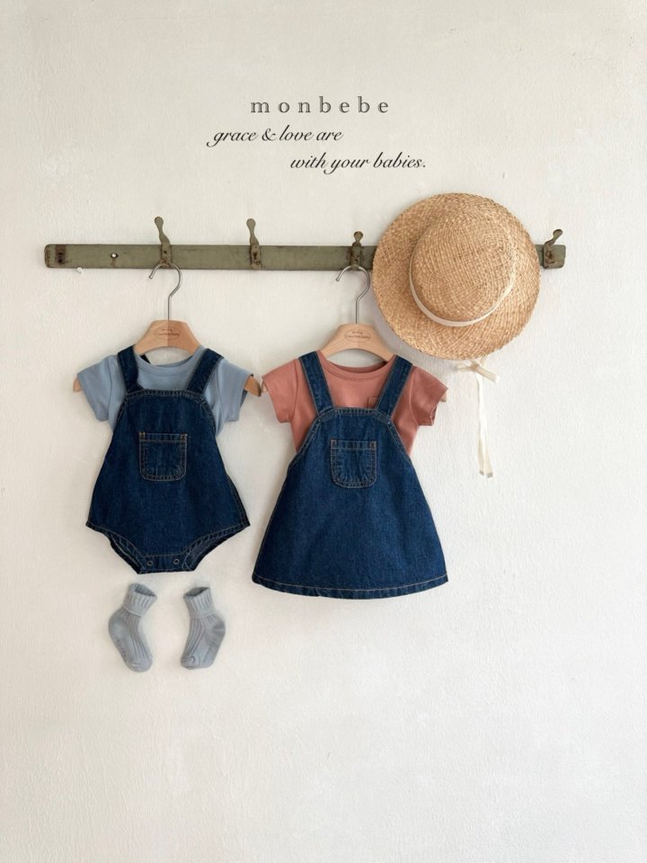 Monbebe - Korean Baby Fashion - #babyoutfit - Bongbong Denim Overall Skirt - 11