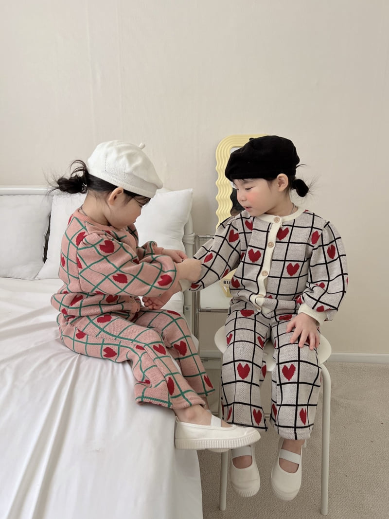 Moran - Korean Children Fashion - #childofig - Square Heart Bootcut Set - 2