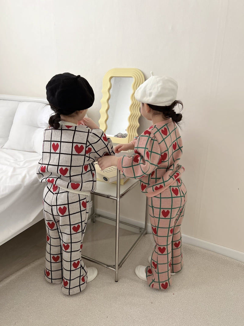 Moran - Korean Children Fashion - #discoveringself - Square Heart Bootcut Set - 5