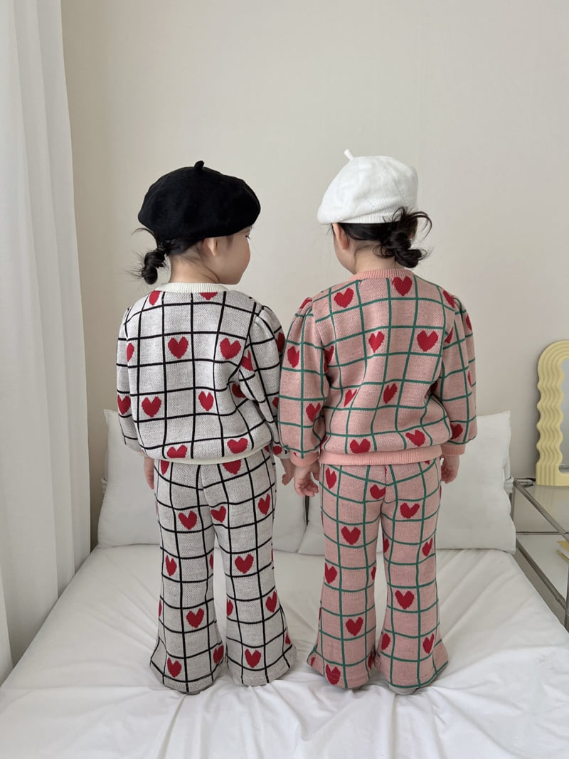 Moran - Korean Children Fashion - #magicofchildhood - Square Heart Bootcut Set - 12