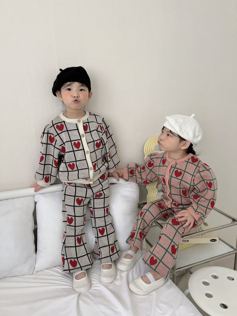 Moran - Korean Children Fashion - #stylishchildhood - Square Heart Bootcut Set