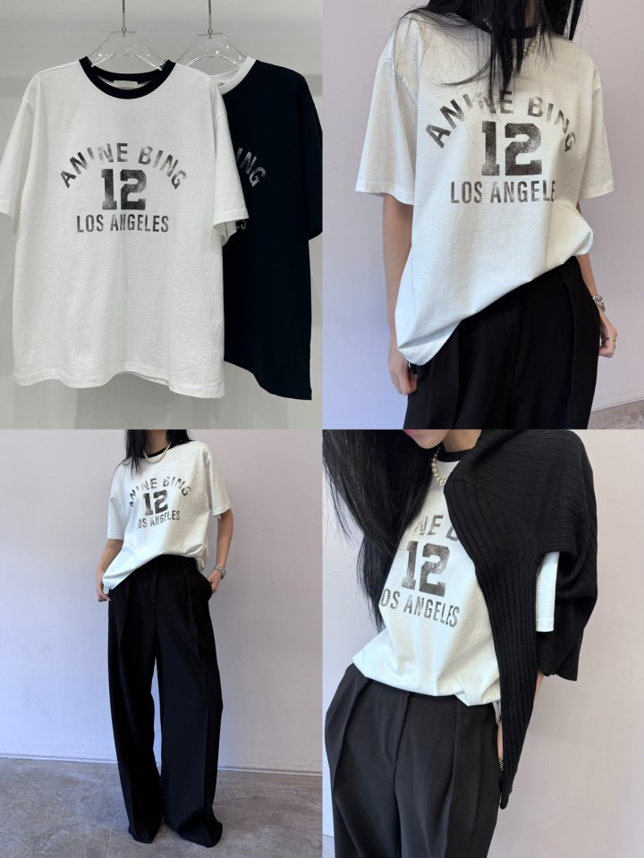 Neroli36 - Korean Women Fashion - #womensfashion - Number Color Block Tee - 4