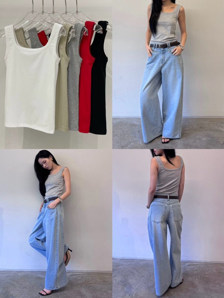 Neroli36 - Korean Women Fashion - #womensfashion - Silket Square Sleeveless Top - 4