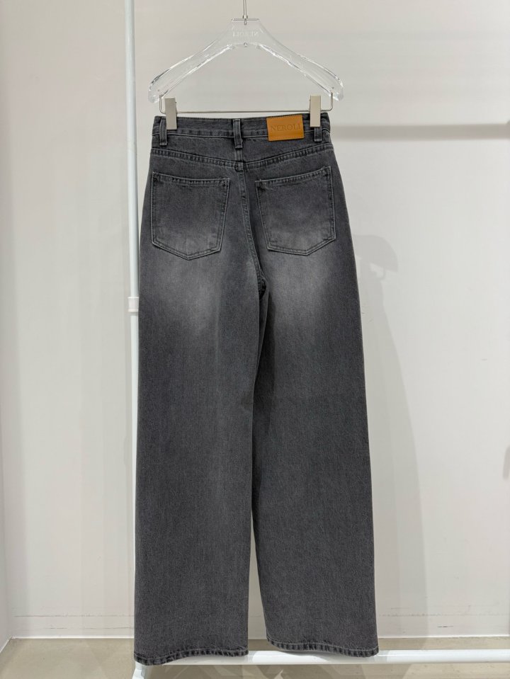Neroli36 - Korean Women Fashion - #momslook - Gray Straight Denim Pants - 2