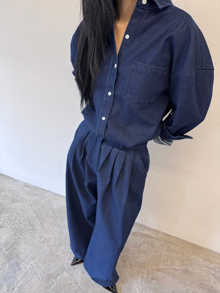Neroli36 - Korean Women Fashion - #momslook - H Rills Denim Shirt - 11