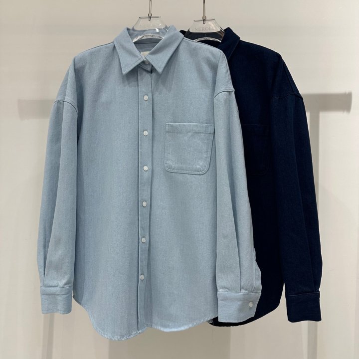 Neroli36 - Korean Women Fashion - #momslook - H Rills Denim Shirt - 12