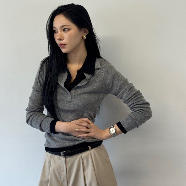 Neroli36 - Korean Women Fashion - #womensfashion - Spring Collar Knit - 10
