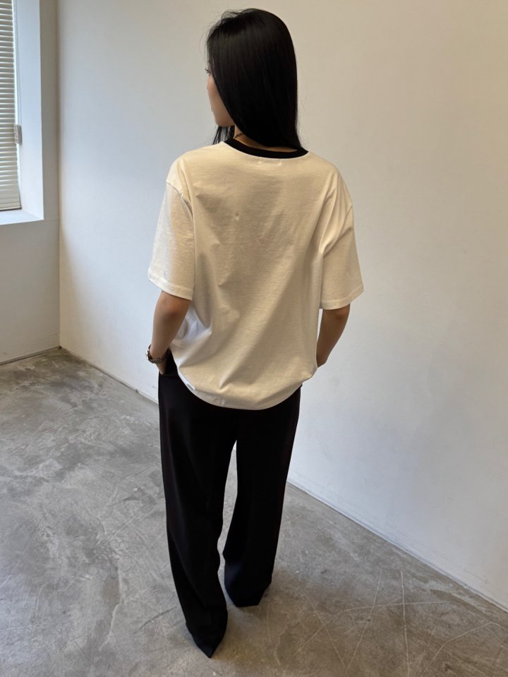 Neroli36 - Korean Women Fashion - #womensfashion - Number Color Block Tee - 9