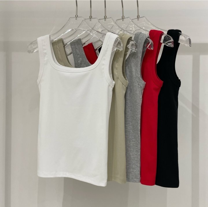 Neroli36 - Korean Women Fashion - #womensfashion - Silket Square Sleeveless Top - 7