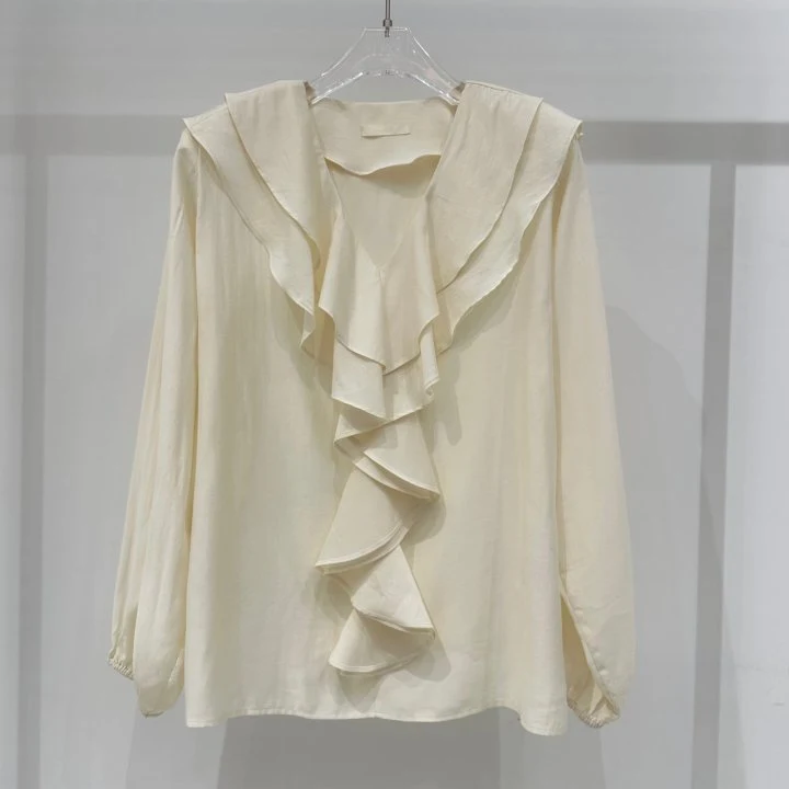 Neroli36 - Korean Women Fashion - #womensfashion - Frill V-Neck Blouse - 2
