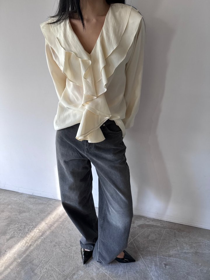 Neroli36 - Korean Women Fashion - #womensfashion - Gray Straight Denim Pants - 5