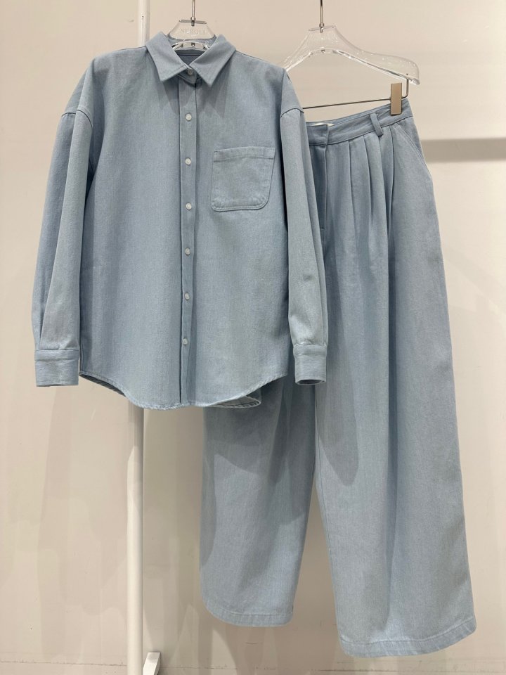 Neroli36 - Korean Women Fashion - #momslook - H Rills Denim Shirt - 4