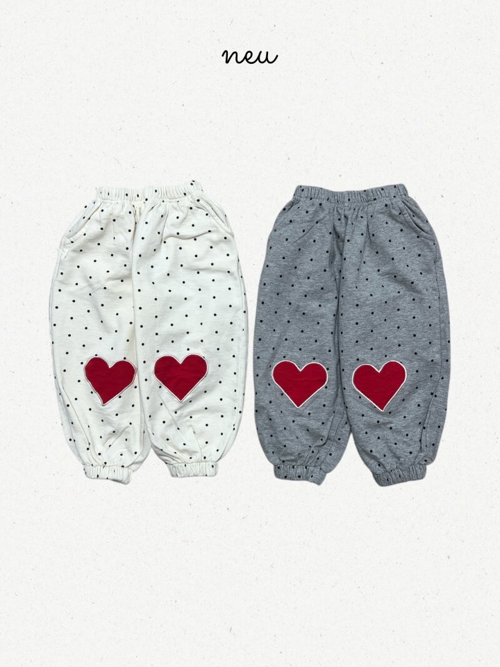 Neu - Korean Baby Fashion - #onlinebabyshop - Dot Heart Jogger Pants