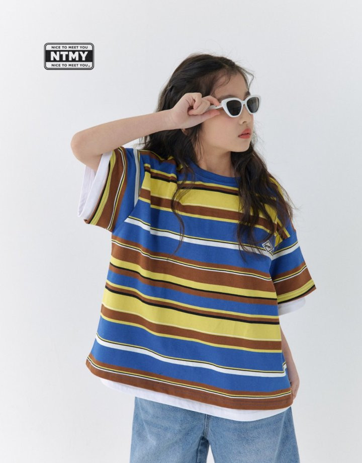 Nice To Meet You - Korean Children Fashion - #kidsshorts - Beams Stripe Tee - 9