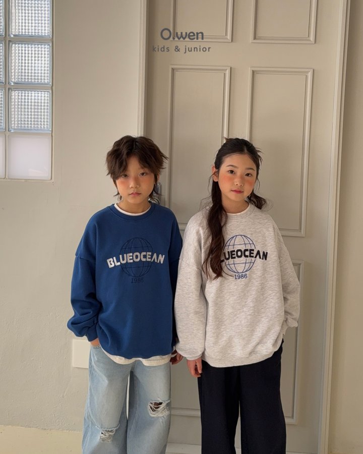O Wen - Korean Children Fashion - #minifashionista - Blue Ocean Sweatshirt - 3