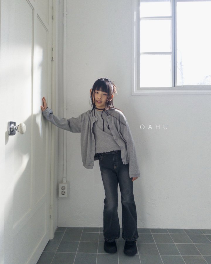 O'Ahu - Korean Children Fashion - #Kfashion4kids - Fuzzy Bootcut Denim Pants - 3