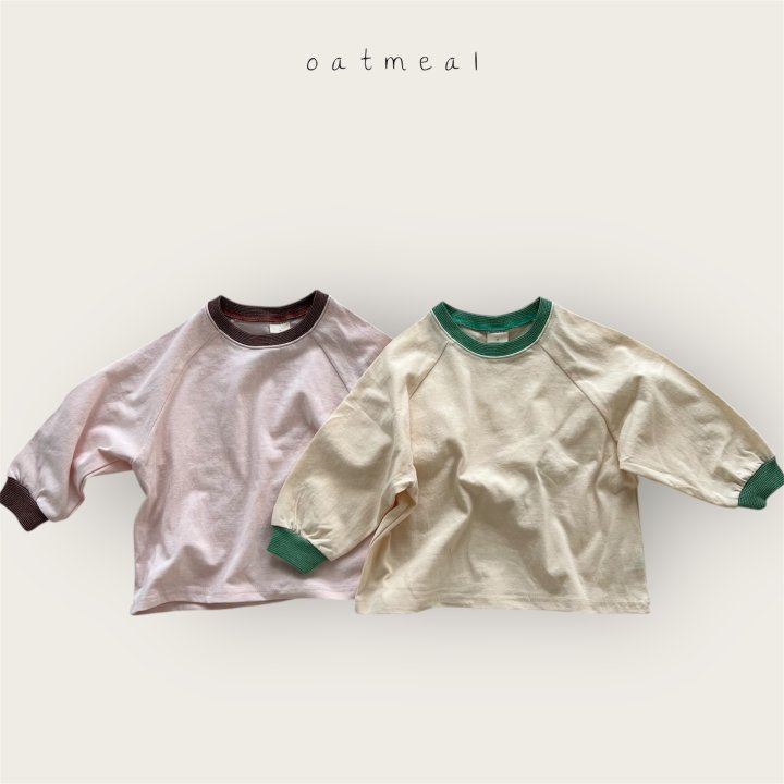 Oatmeal - Korean Baby Fashion - #babyclothing - Kids Reverse Raglan Tee