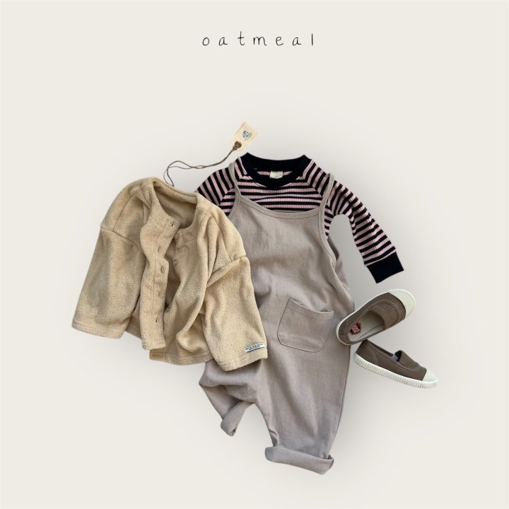 Oatmeal - Korean Baby Fashion - #babyfashion - Kids Terry Cardigan - 3