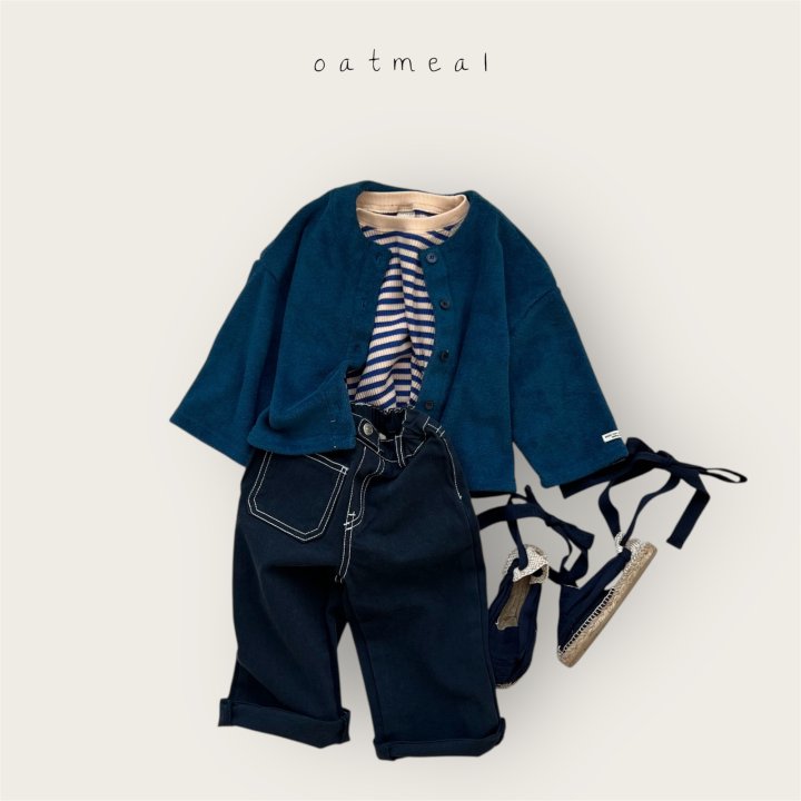 Oatmeal - Korean Baby Fashion - #babyfashion - Kids Terry Cardigan - 4