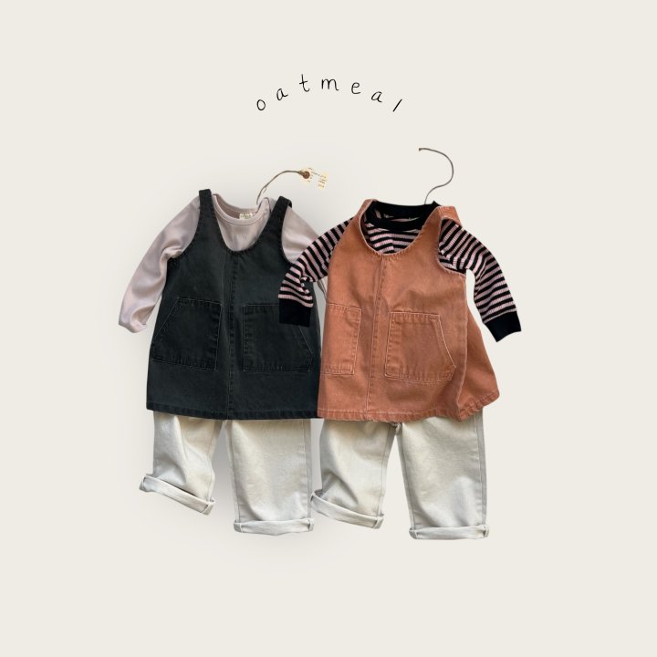 Oatmeal - Korean Baby Fashion - #babygirlfashion - Kids Vintage Washed One-piece - 8