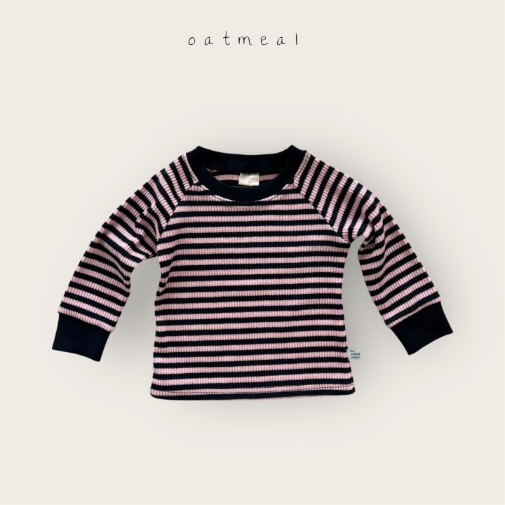 Oatmeal - Korean Baby Fashion - #babylifestyle - Kids Jelly Stripe Raglan Tee - 2
