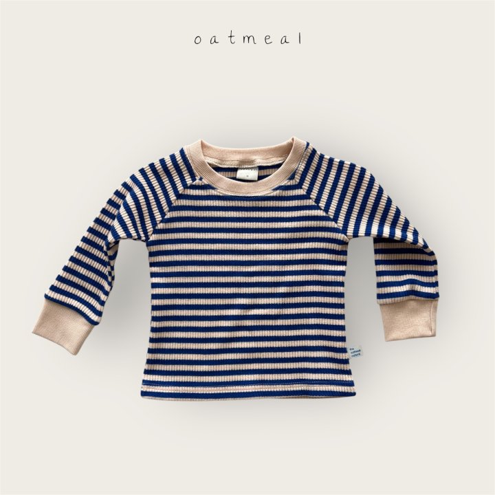 Oatmeal - Korean Baby Fashion - #babyoninstagram - Kids Jelly Stripe Raglan Tee - 3