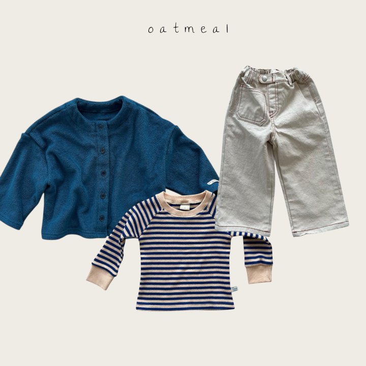 Oatmeal - Korean Baby Fashion - #babyoutfit - Kids Terry Cardigan - 9