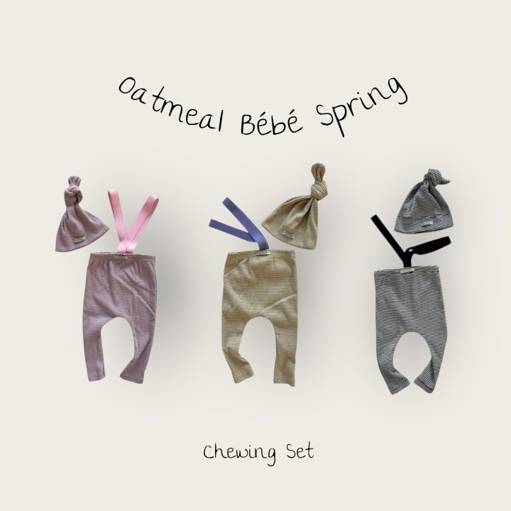 Oatmeal - Korean Baby Fashion - #babyoutfit - Bebe Chewing Overall Set - 5