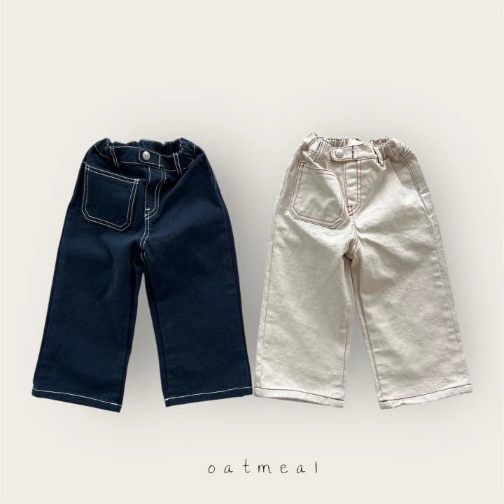 Oatmeal - Korean Baby Fashion - #onlinebabyboutique - Kids Pocket Pants