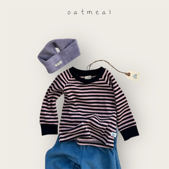Oatmeal - Korean Baby Fashion - #smilingbaby - Kids Jelly Stripe Raglan Tee - 10