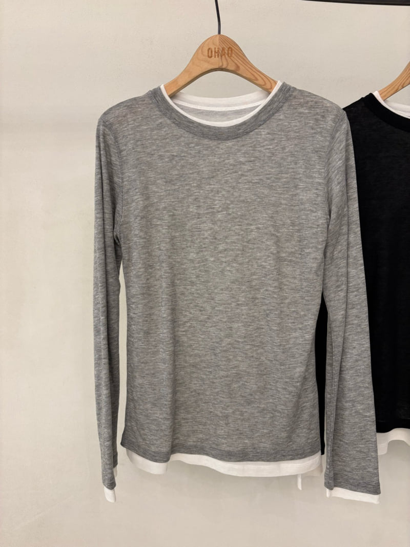 Ohao - Korean Women Fashion - #romanticstyle - Double Tee - 4