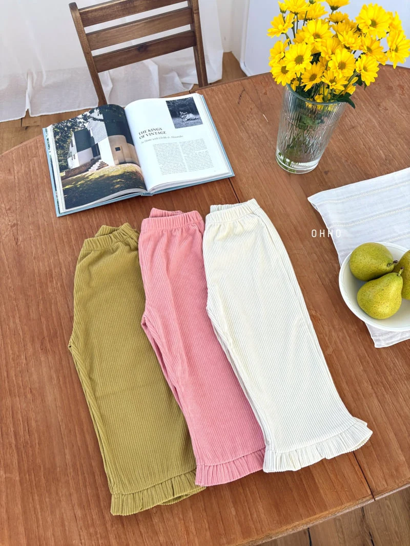 Ohho - Korean Children Fashion - #Kfashion4kids - Soft Corduroy Frill Pants - 2