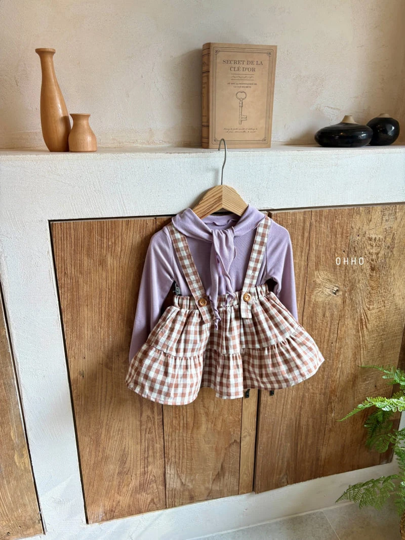 Ohho - Korean Children Fashion - #childofig - Gingham Shirring Strap Skirt - 7