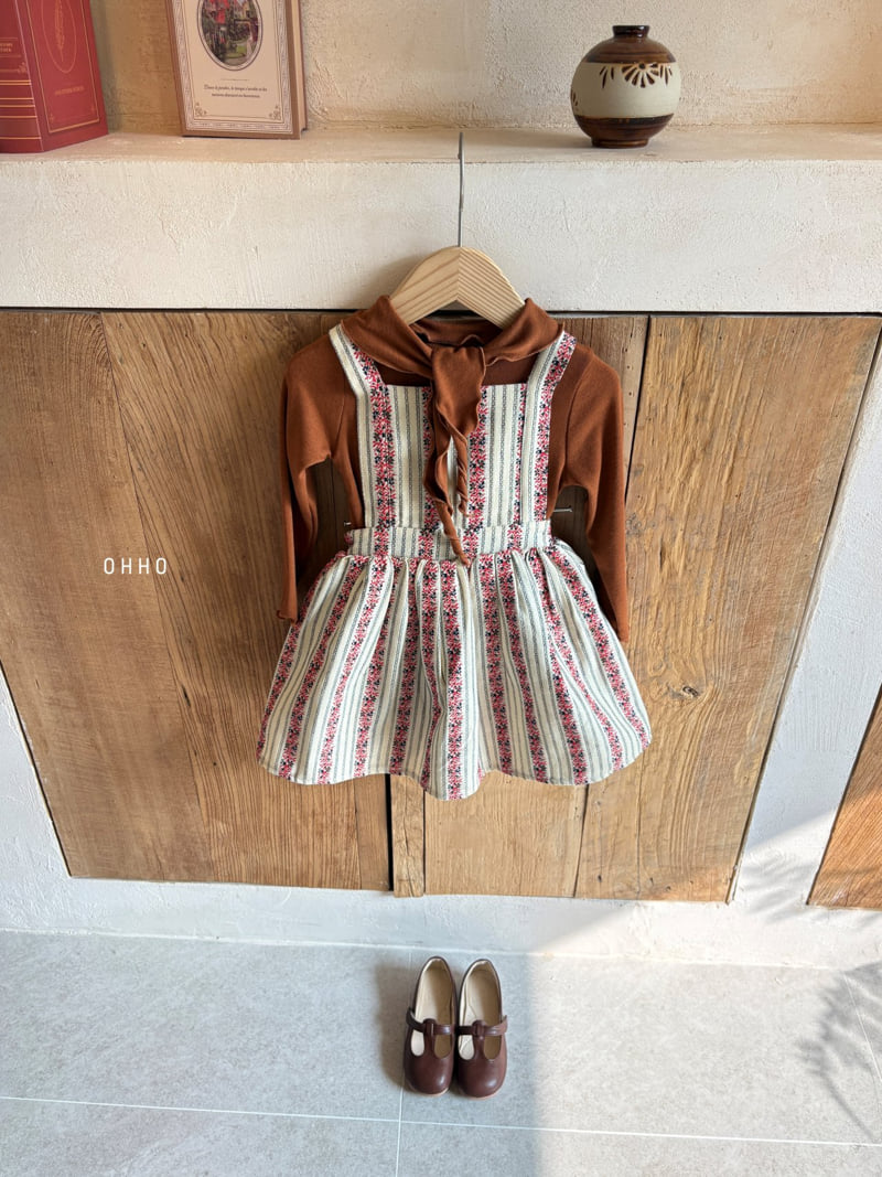 Ohho - Korean Children Fashion - #childrensboutique - Rose Embroidered Overall Skirt - 7