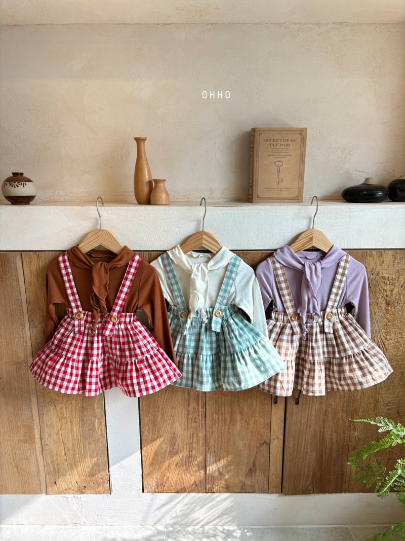 Ohho - Korean Children Fashion - #discoveringself - Gingham Shirring Strap Skirt - 10