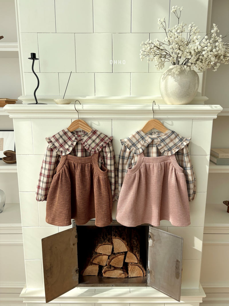Ohho - Korean Children Fashion - #kidzfashiontrend - Check Frill Collar Blouse - 2