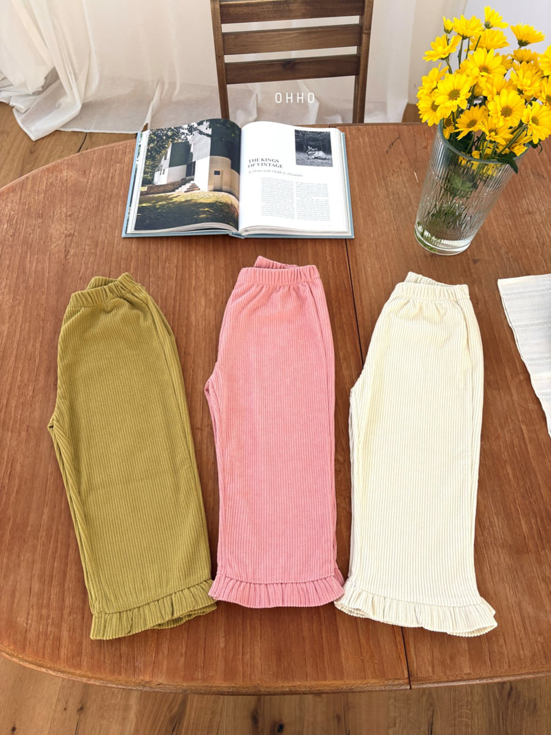Ohho - Korean Children Fashion - #kidzfashiontrend - Soft Corduroy Frill Pants