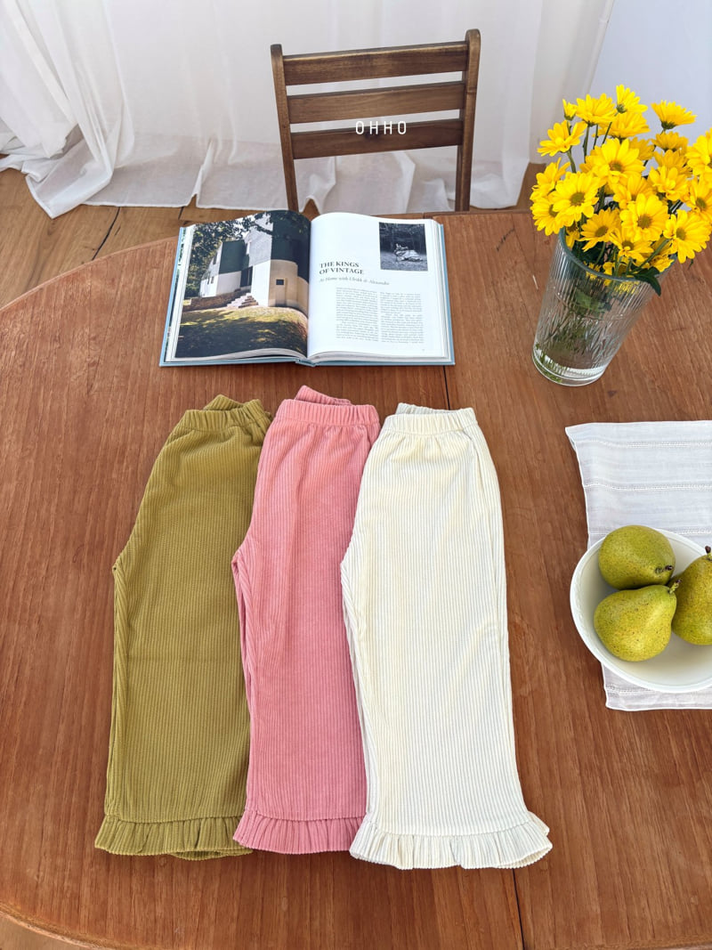 Ohho - Korean Children Fashion - #littlefashionista - Soft Corduroy Frill Pants - 3