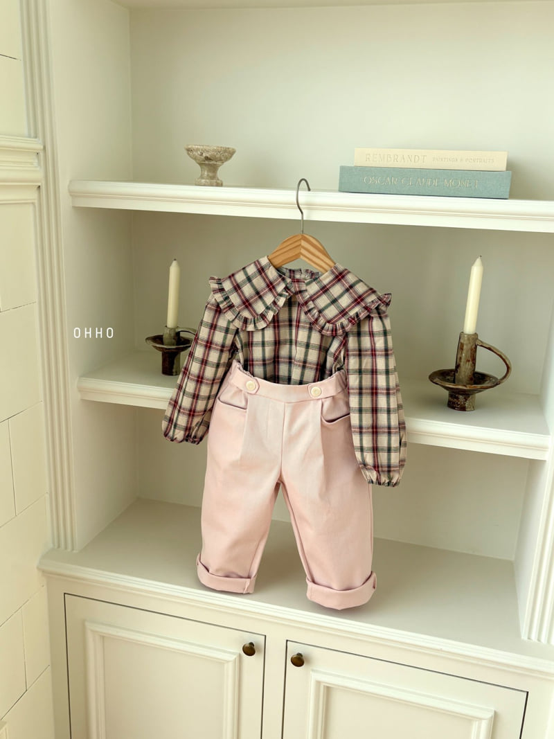 Ohho - Korean Children Fashion - #stylishchildhood - Check Frill Collar Blouse - 10