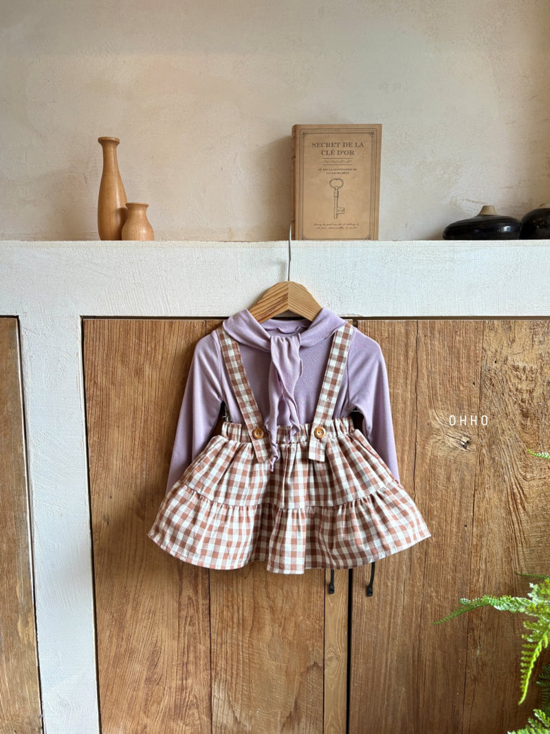 Ohho - Korean Children Fashion - #stylishchildhood - Gingham Shirring Strap Skirt - 6