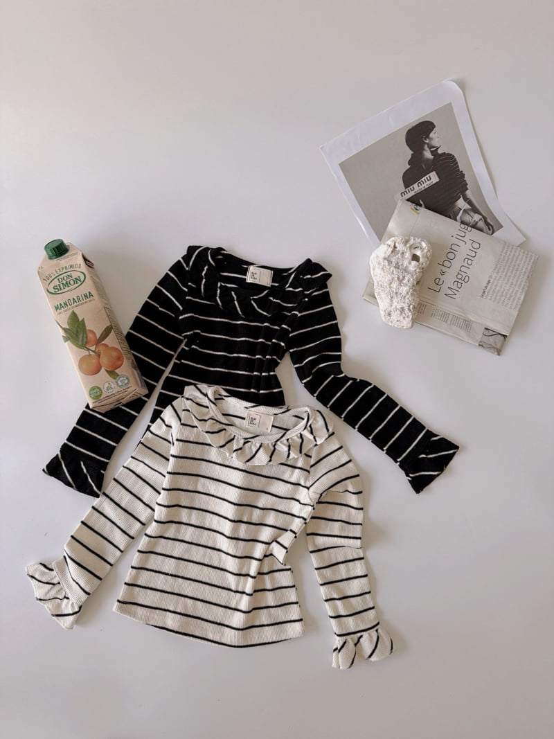 Ojodepapa - Korean Children Fashion - #childofig - Frill Stripe Tee