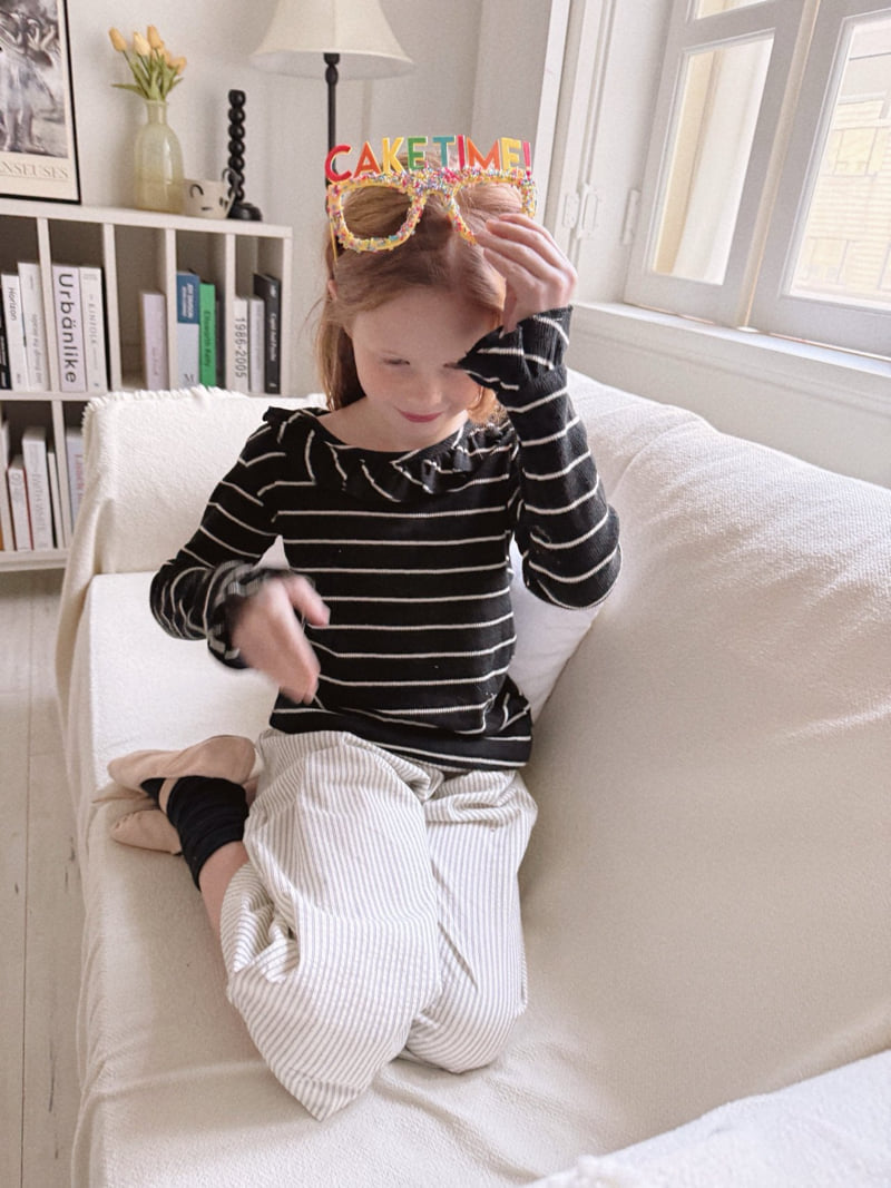 Ojodepapa - Korean Children Fashion - #fashionkids - Frill Stripe Tee - 5