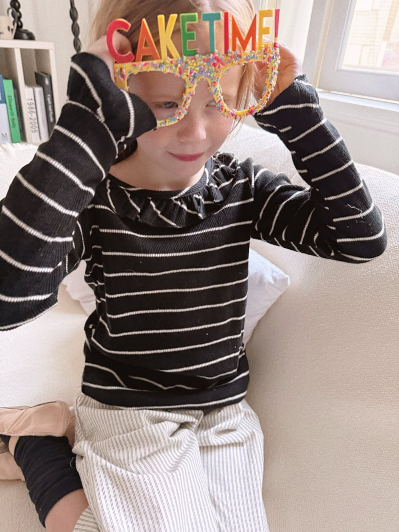 Ojodepapa - Korean Children Fashion - #kidsstore - Frill Stripe Tee - 7